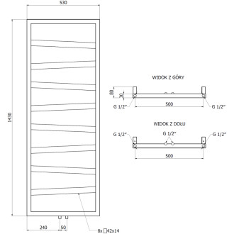 Dekorativní koupelnový radiátor Mexen Zoom 1430 x 530 mm, 477 W, antracit - W130-1430-530-00-66