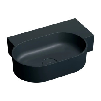 Omnires OVO M+ umyvadlo na desku/závěsné pravé, 55 x 38 cm, black lava mat OVO555UWPBLV