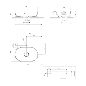 Omnires Ovo M+ umyvadlo na desku / závěsné – pravé, 55 × 38 cm, olive mat OVO555UWPOL