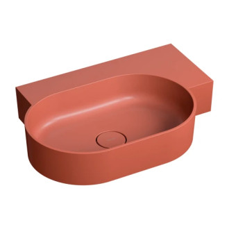 Omnires Ovo M+ umyvadlo na desku / závěsné – pravé, 64 × 44 cm, terracotta mat OVO645UWPTE