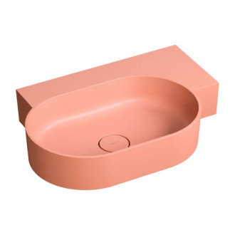 Omnires Ovo M+ umyvadlo na desku / závěsné – pravé, 64 × 44 cm, coral mat OVO645UWPCO
