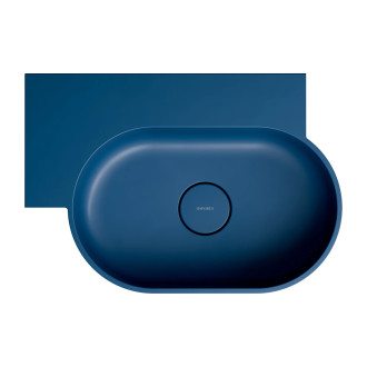 OVO M+ umywalka nablatowa/wisząca - lewa, 55 x 38 cm, midnight blue mat