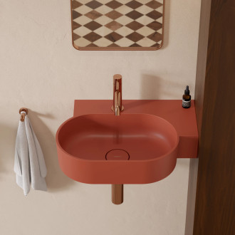 Omnires Ovo M+ umyvadlo na desku / závěsné – pravé, 55 × 38 cm, terracotta mat OVO555UWPTE