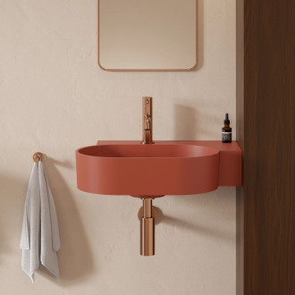 Omnires Ovo M+ umyvadlo na desku / závěsné – pravé, 55 × 38 cm, terracotta mat OVO555UWPTE
