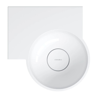 Omnires Ovo M+ umyvadlo na desku / závěsné – levé, 33 × 34 cm, bílá lesk OVO335UWLBP