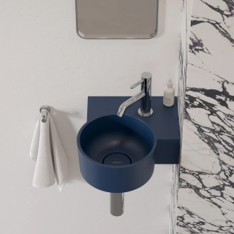 OVO M+ umywalka nablatowa/wisząca - prawa, 33 x 34 cm, midnight blue mat