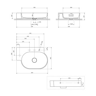 Omnires Ovo M+ umyvadlo na desku / závěsné – levé, 64 × 44 cm, bílá lesk OVO645UWLBP