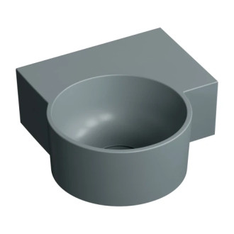 Omnires Ovo M+ umyvadlo na desku / závěsné – pravé, 33 × 34 cm, ash grey mat OVO335UWPAG