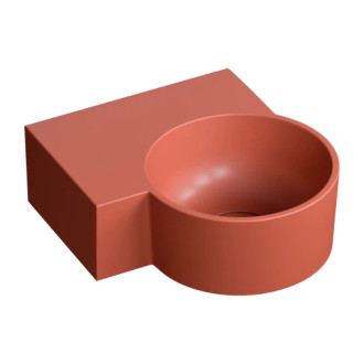 Omnires Ovo M+ umyvadlo na desku / závěsné – levé, 33 × 34 cm, terracotta mat OVO335UWLTE