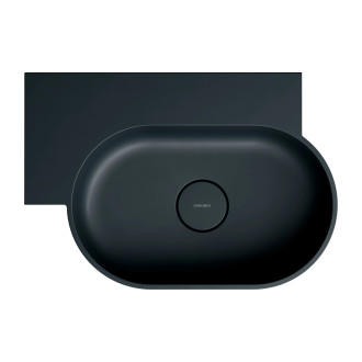 Omnires Ovo M+ umyvadlo na desku / závěsné – levé, 55 × 38 cm, black lava mat OVO555UWLBLV