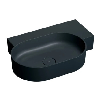 Omnires OVO M+ umyvadlo na desku/závěsné pravé, 64 x 44 cm, black lava mat OVO645UWPBLV