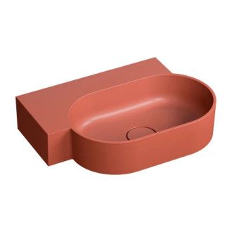 Omnires Ovo M+ umyvadlo na desku / závěsné – levé, 55 × 38 cm, terracotta mat OVO555UWLTE