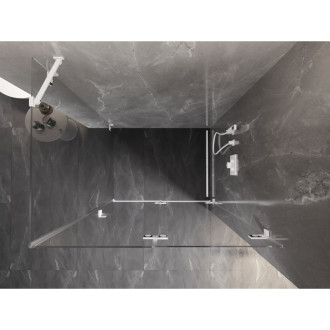 Sprchový kout Mexen Lunar-F skládací pravý 100 x 80 cm, průhledný, bílý - 836-100-080-20-00-P