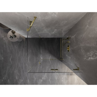 Sprchový kout Mexen Lunar-F skládací pravý 90 x 90 cm, průhledný, zlatý - 836-090-090-50-00-P