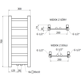 Koupelnový radiátor Mexen Bolt 700 x 300 mm, 141 W, antracit - W126-0700-300-00-66