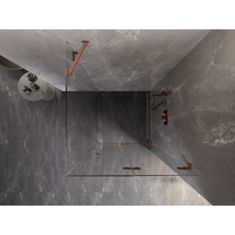 Sprchový kout Mexen Lunar-F skládací pravý 70 x 70 cm, průhledný, kartáčovaná měď - 836-070-070-65-00-P