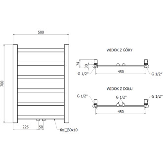 Koupelnový radiátor Mexen Bolt 700 x 500 mm, 188 W, antracit - W126-0700-500-00-66