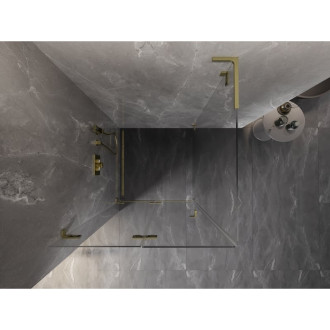 Sprchový kout Mexen Lunar-F L skládací levý 90 x 90 cm, průhledný, kartáčované zlato - 836L-090-090-55-00-L