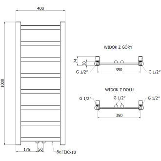 Koupelnový radiátor Mexen Bolt 1000 x 400 mm, 228 W, antracit - W126-1000-400-00-66