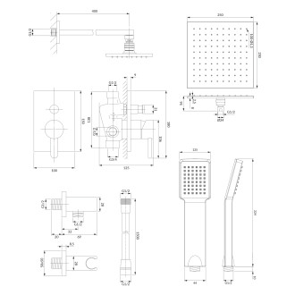 Omnires Darling podomítkový sprchový systém, černá polomat SYSDA19ABL