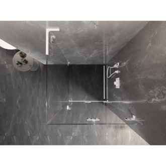 Mexen Lunar-F L skládací sprchový kout pravý 100 x 100 cm, průhledný, bílý - 836L-100-100-20-00-P