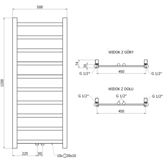 Koupelnový radiátor Mexen Bolt 1200 x 500 mm, 318 W, bílý - W126-1200-500-00-20