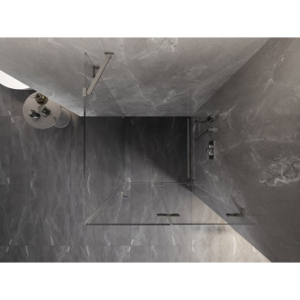 Sprchový kout Mexen Lunar-F skládací pravý 100 x 100 cm, průhledný, kartáčovaný nikl - 836-100-100-97-00-P