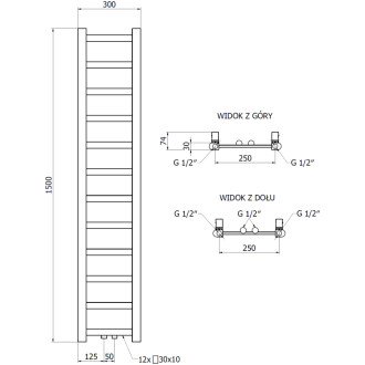 Koupelnový radiátor Mexen Bolt 1500 x 300 mm, 295 W, antracit - W126-1500-300-00-66