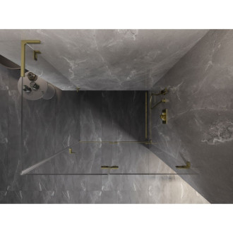 Sprchový kout Mexen Lunar-F L skládací pravý 100 x 80 cm, průhledný, kartáčované zlato - 836L-100-080-55-00-P