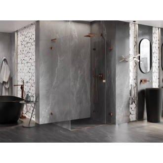 Sprchový kout Mexen Lunar-F L skládací pravý 90 x 70 cm, průhledný, růžové zlato - 836L-090-070-60-00-P