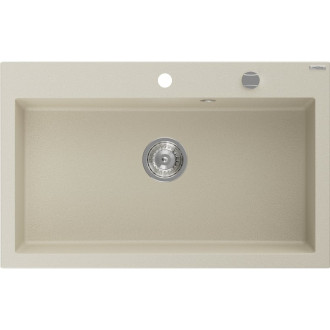 Jednodřezový žulový dřez Mexen Elix 800 x 500 mm, béžový, chromovaný sifon - 6527801005-69