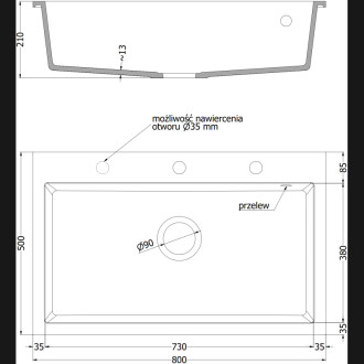 Jednodřezový žulový dřez Mexen Elix 800 x 500 mm, šedý, zlatý sifon - 6527801005-71-G