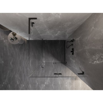 Sprchový kout Mexen Lunar-F L skládací pravý 100 x 100 cm, průhledný, černý - 836L-100-100-70-00-P