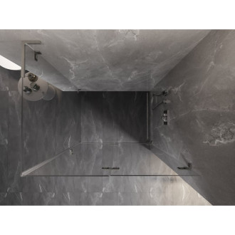 Sprchový kout Mexen Lunar-F L skládací pravý 90 x 80 cm, průhledný, kartáčovaný nikl - 836L-090-080-97-00-P