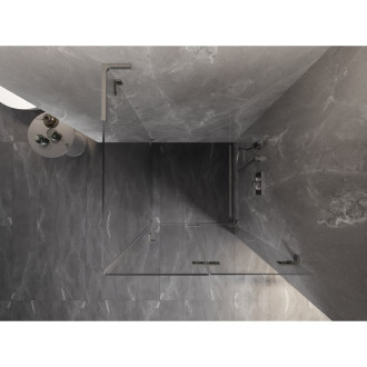 Sprchový kout Mexen Lunar-F L skládací pravý 100 x 100 cm, průhledný, kartáčovaný nikl - 836L-100-100-97-00-P