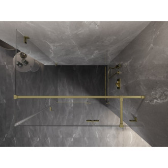 Sprchový kout Mexen Lunar T s pravými panty 125 x 70 cm, průhledný, kartáčované zlato - 834T-125-070-55-00-P