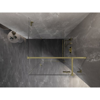 Sprchový kout Mexen Lunar T s pravými panty 120 x 120 cm, průhledný, kartáčované zlato - 834T-120-120-55-00-P