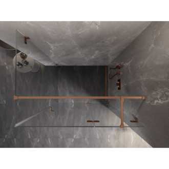 Sprchový kout Mexen Lunar T s pravými panty 140 x 100 cm, průhledný, kartáčovaná měď - 834T-140-100-65-00-P