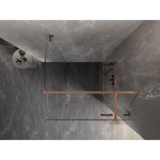 Sprchový kout Mexen Lunar T s pravými panty 120 x 120 cm, průhledný, kartáčovaná měď - 834T-120-120-65-00-P