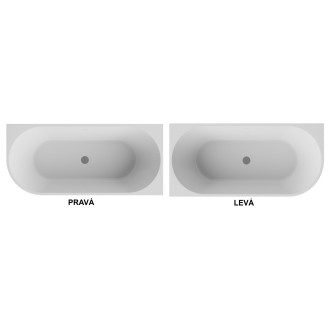 Volně stojící vana DENAYA černá/bílá, sifon se štěrbinovým přepadem