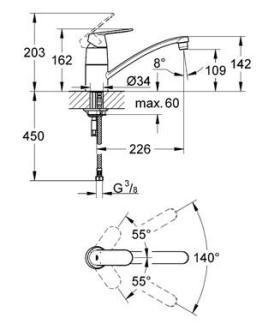 GROHE EUROSMART Cosmopolitan 32842000 dřezová stojánková baterie chrom