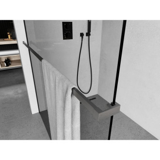 Věšák na ručníky Mexen do sprchové stěny, kartáčovaný, šedý - 800-06-66