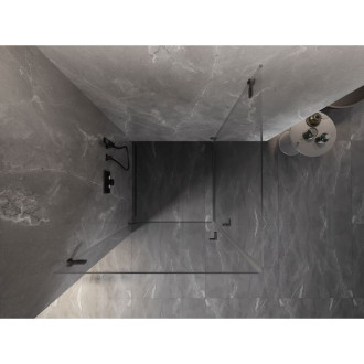 Sprchový kout Mexen Lunar-B Duo s výklopným mechanismem 75 x 75 cm, průhledný, kartáčovaná pistolově šedá - 832-075L-075P-66-00