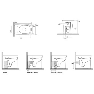 THE NEW YORKER WC mísa stojící, 36,5x60cm, spodní/zadní odpad, bílá