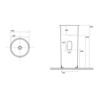 THE NEW YORKER keramické umyvadlo volně stojící ke stěně, 40x89x40cm, bílá