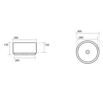 OKE keramické umyvadlo na desku, Ø 30 cm, černá mat
