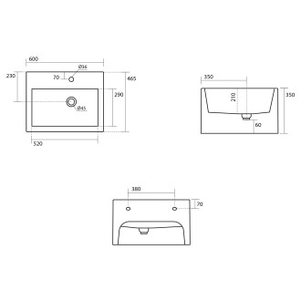 KANAAL keramické umyvadlo 60x46,5cm, černá mat