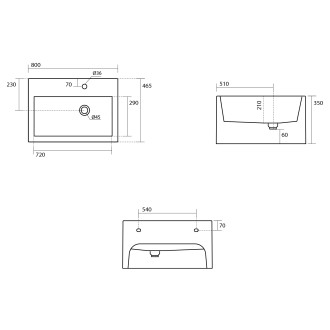 KANAAL keramické umyvadlo 80x46,5cm, verde mat