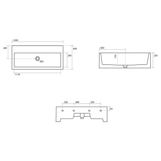 KANAAL keramické umyvadlo 120x40cm, verde mat