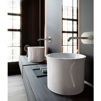 THE NEW YORKER keramické umyvadlo na desku vysoké, průměr 40cm, bílá mat